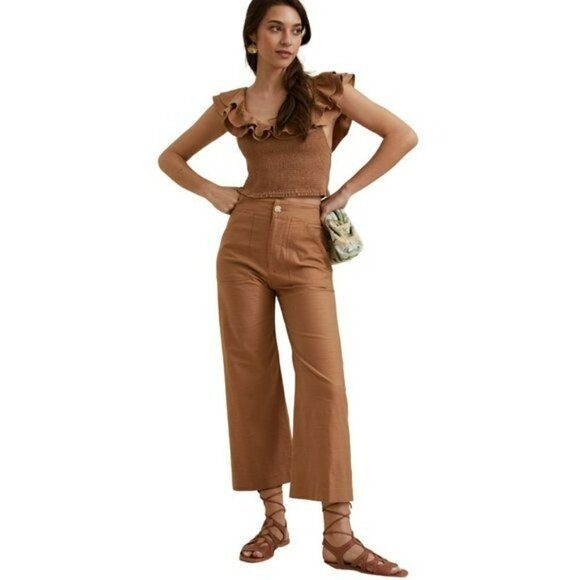 NWT Anthropologie Maeve Ruffled Smocked Crop Top - Picture 5 of 10